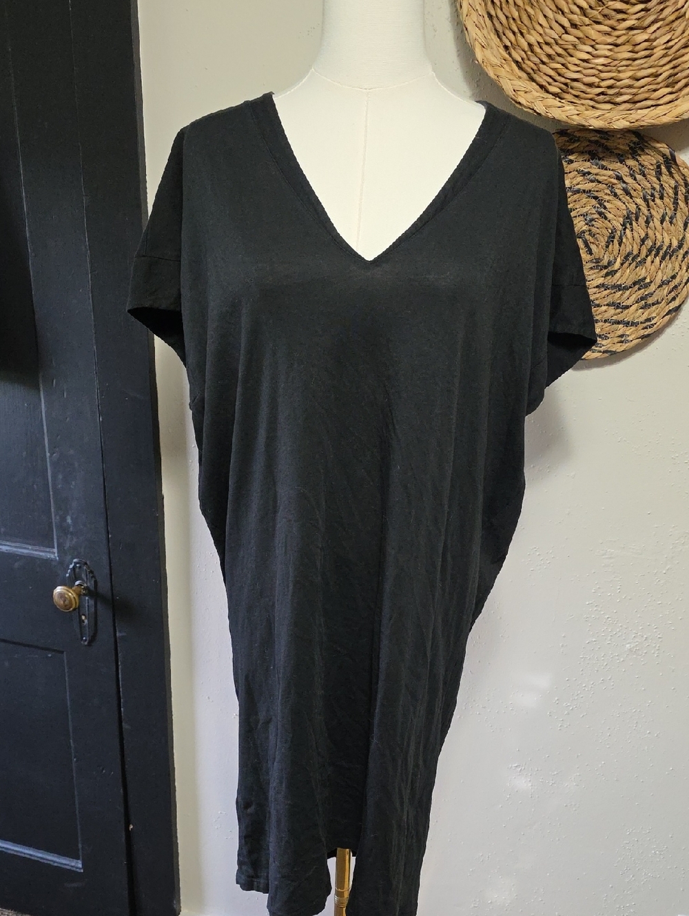 Frame Pima Cotton Made In Peru Black LBD Dress Tunic Womens XL Capsule Wardrobe